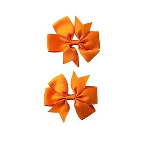 Orange Grosgrain Ribbon Bow Hair Clips Set NEW